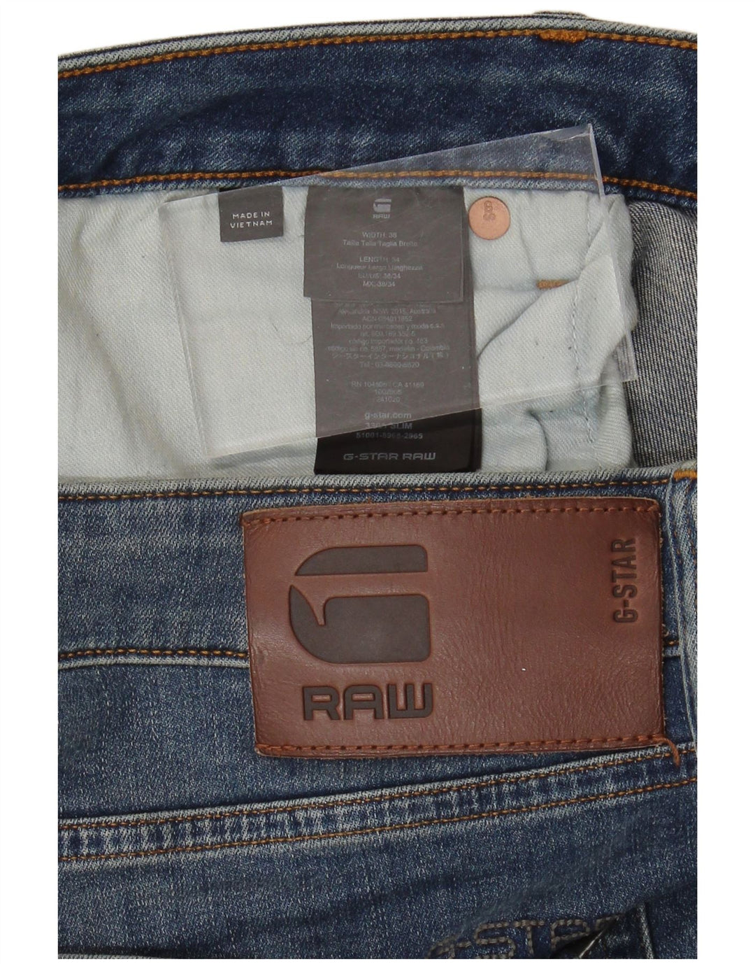 G-STAR Masculino 3301 Jeans Slim W38 L34 Azul Algodão