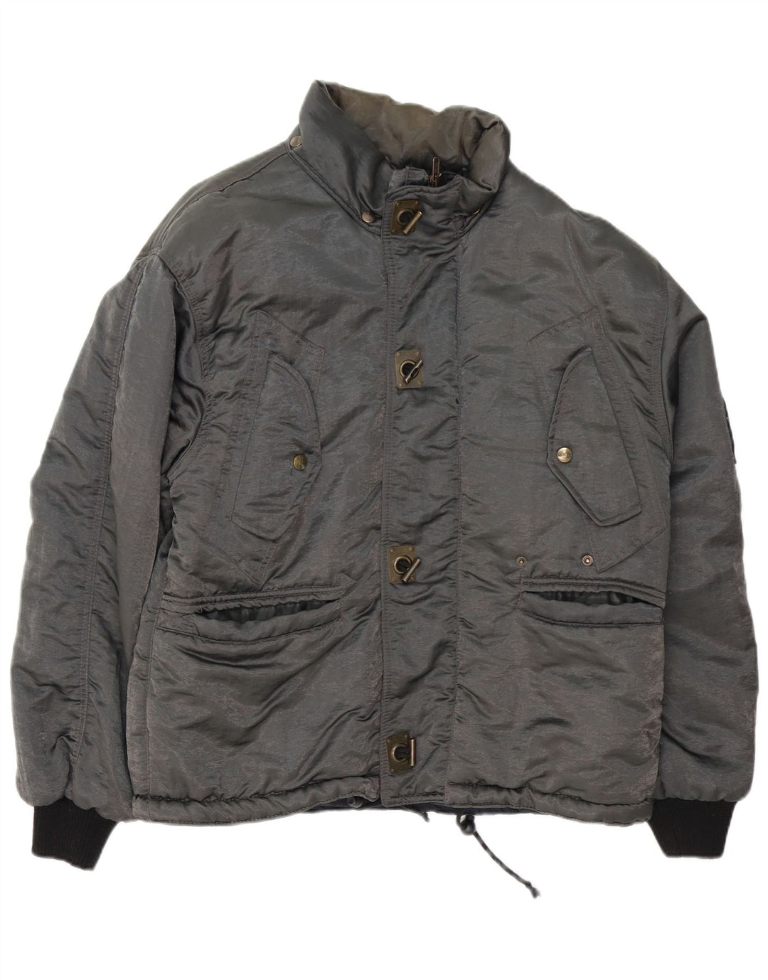 Jaqueta corta-vento masculina Quarry UK 38 poliamida colorblock cinza médio