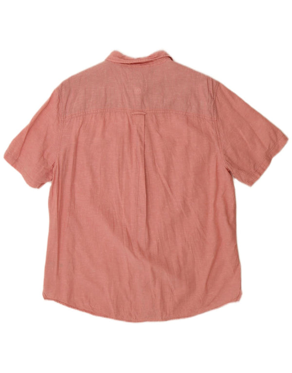 Camisa masculina de manga curta Fat Face Classic Fit grande linho rosa