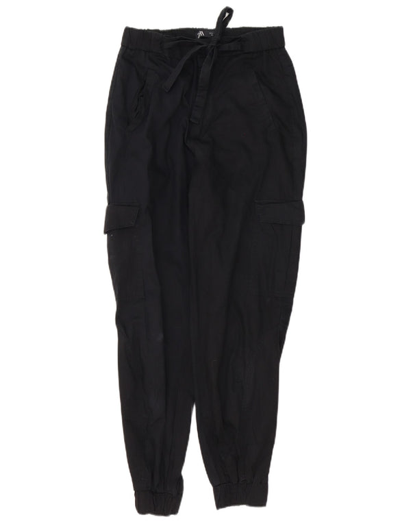 Calça jogger feminina Zara Cargo pequena W26 L27 algodão preto