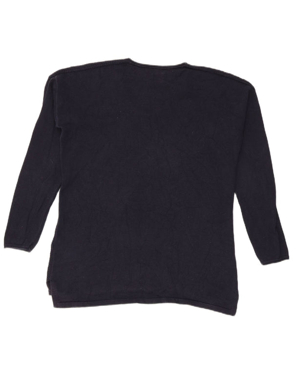Tommy Hilfiger Suéter feminino oversized com decote em V Reino Unido 10 pequeno azul marinho