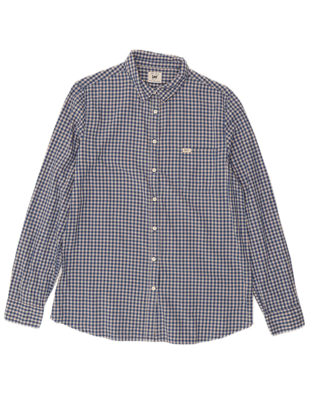 Camisa masculina LEE grande algodão guingão azul