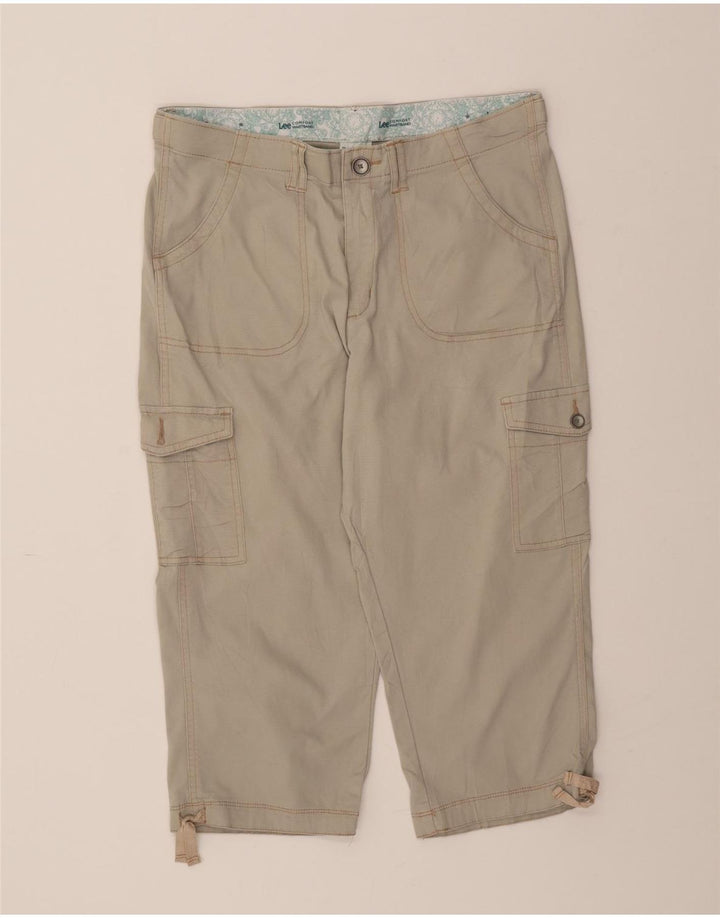 LEE Womens Straight Capri Trousers US 14 XL W36 L20 Grey Cotton Vintage Lee and Second-Hand Lee from Messina Hembry 