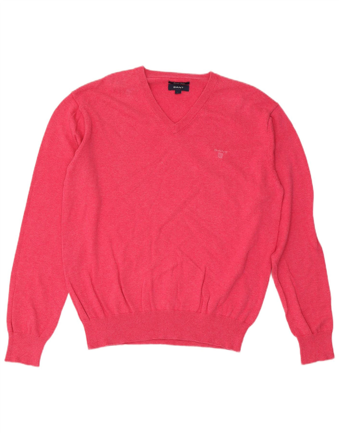 Suéter masculino Gant com decote em V grande algodão rosa