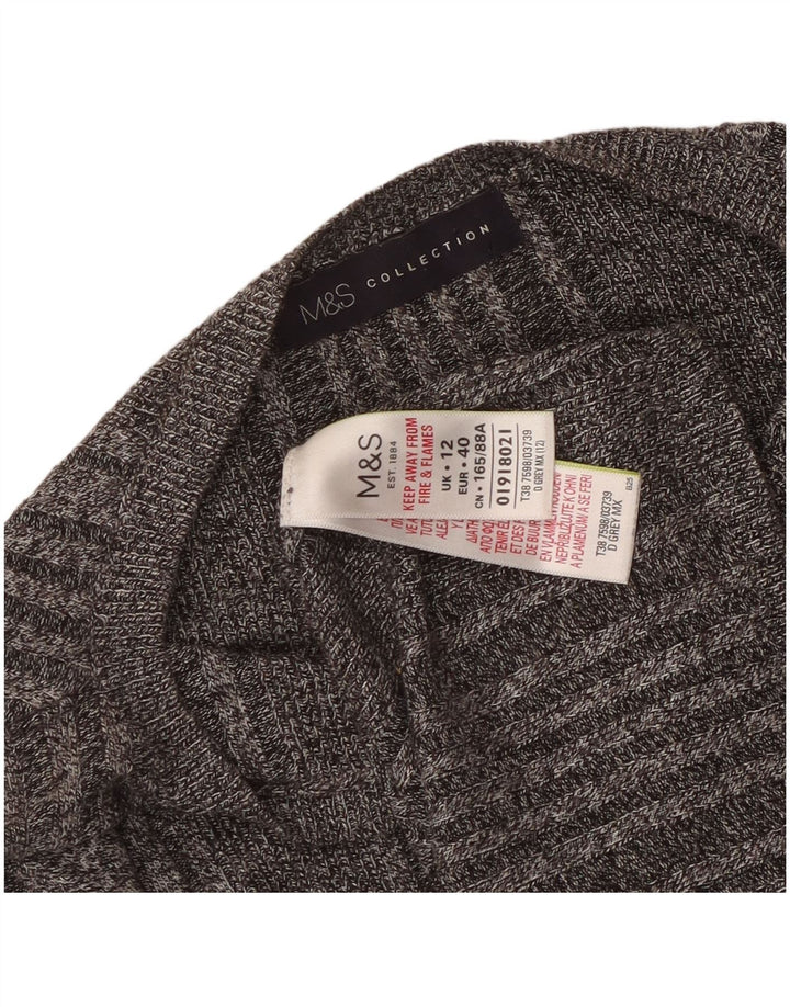 Suéter feminino Marks & Spencer com gola canoa Reino Unido 12 cinza médio manchado