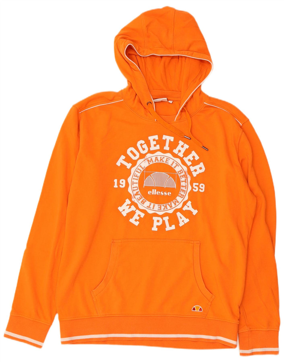 ELLESSE moletom com capuz gráfico masculino XL laranja algodão