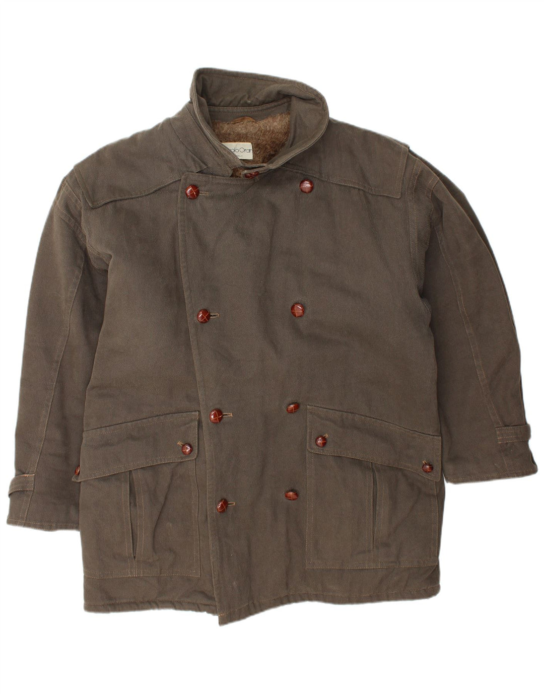 Jaqueta Sherpa masculina VINTAGE UK 40 grande algodão marrom