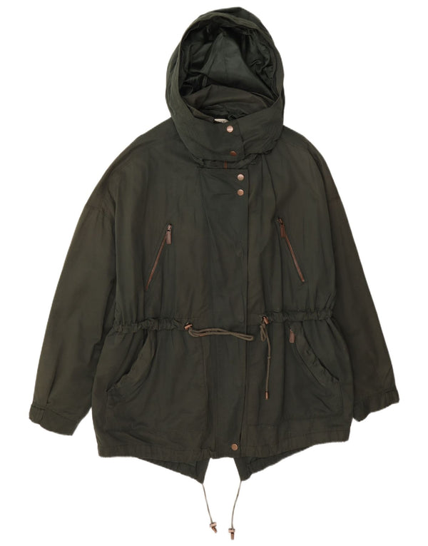 Zara Womens Trafaluc Hooded Oversized Parka Jacket Reino Unido 10 Pequeno Verde