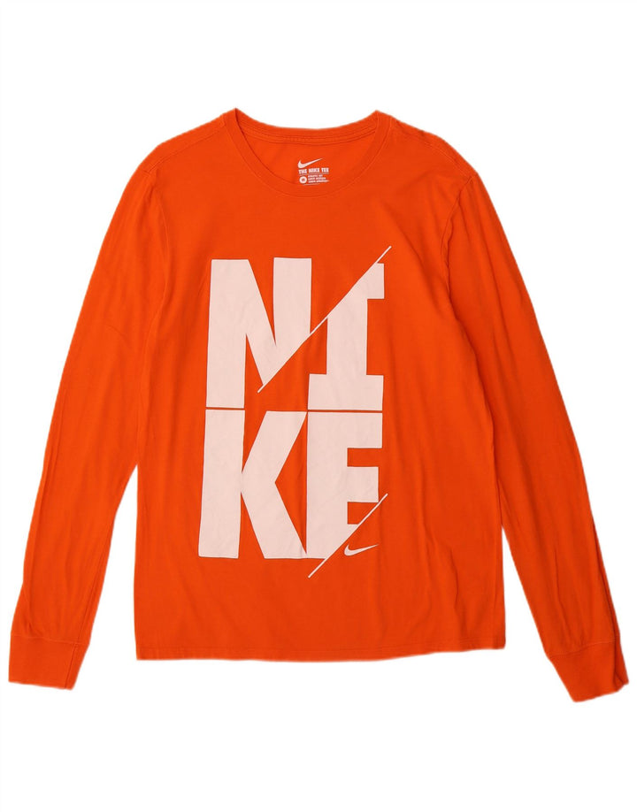 Top gráfico masculino NIKE Athletic Cut manga comprida laranja médio
