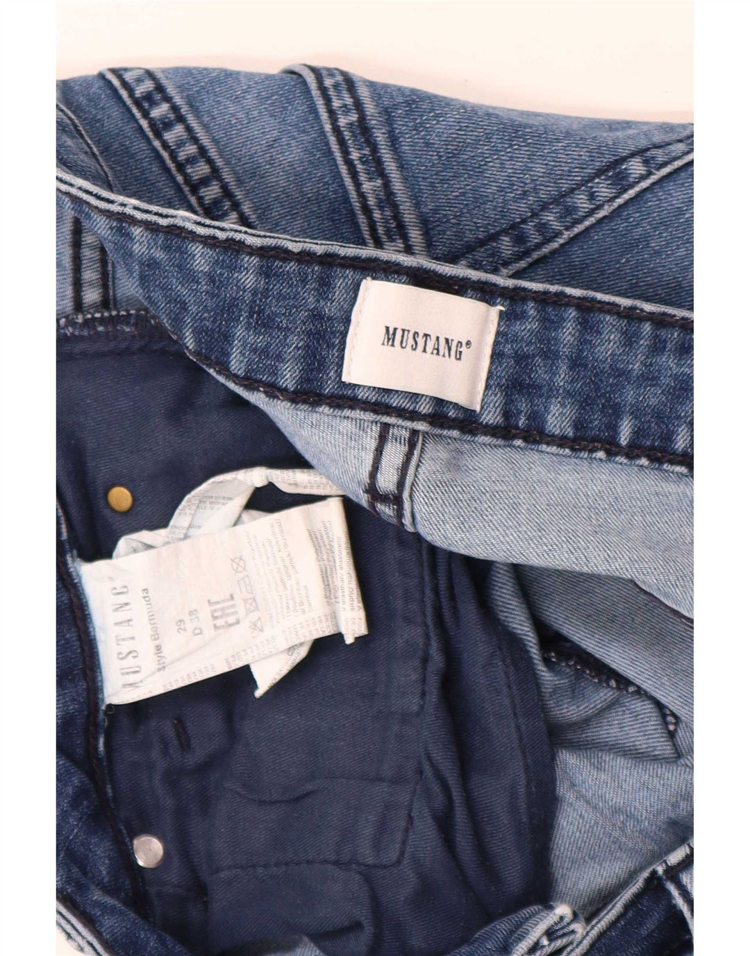 Shorts jeans feminino Mustang W29 algodão azul médio