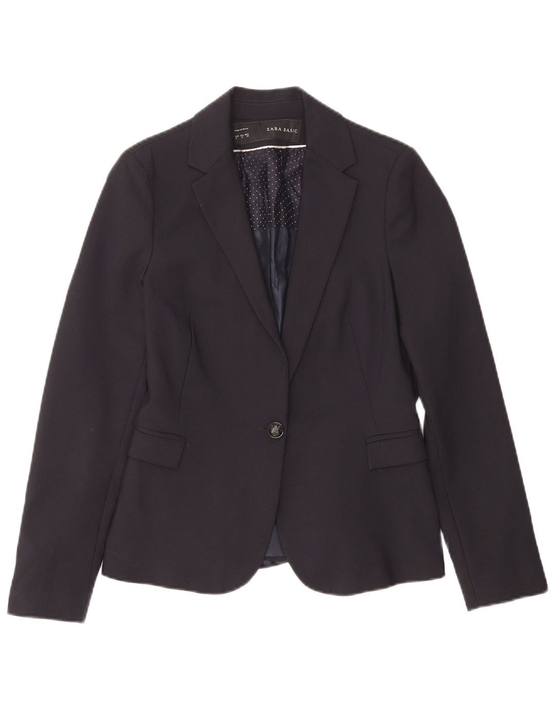Jaqueta blazer feminina Zara com 1 botão Reino Unido 12 acetato azul marinho médio