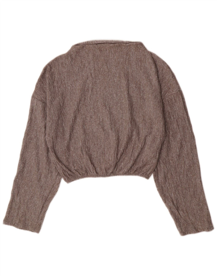 Suéter feminino Zara com gola canoa e decote em barco, Reino Unido 10, pequeno, cinza, poliéster