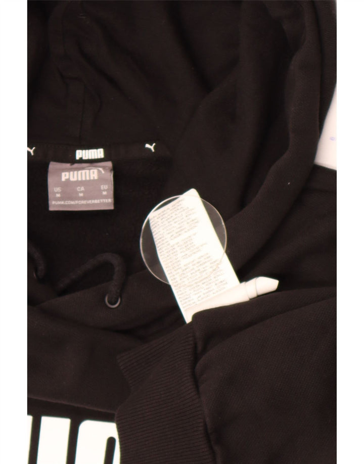 Puma masculino gráfico moletom com capuz médio algodão preto