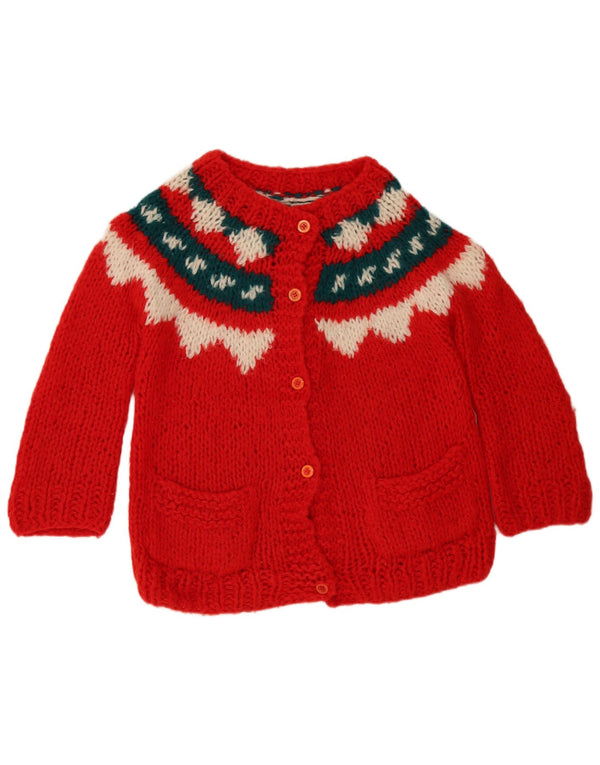 Suéter cardigã vintage para meninas 13-14 anos Red Fair Isle