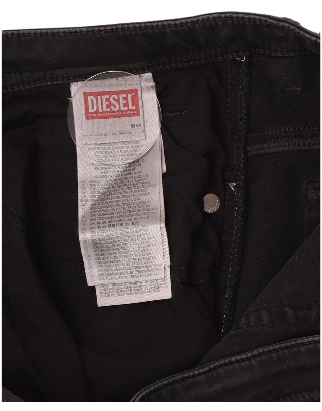 Jeans Slim Masculino Diesel W34 L32 Algodão Cinza