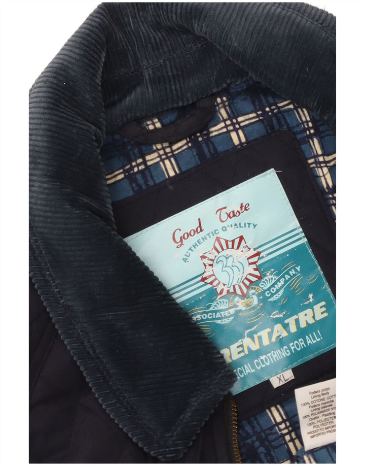 Jaqueta acolchoada masculina vintage UK 42 XL poliéster azul marinho