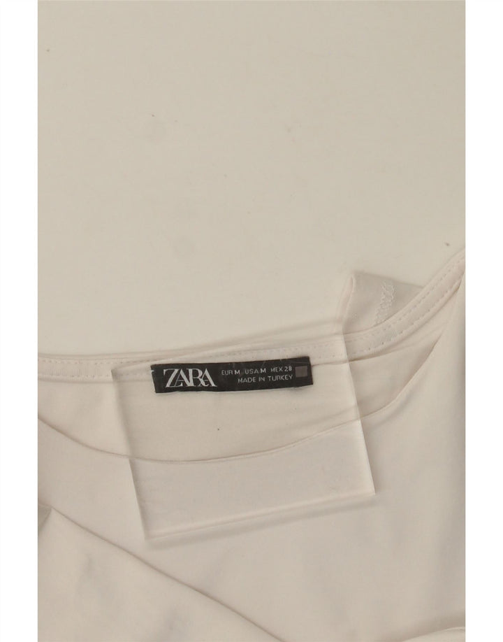 Body feminino de manga comprida ZARA UK 12 médio branco