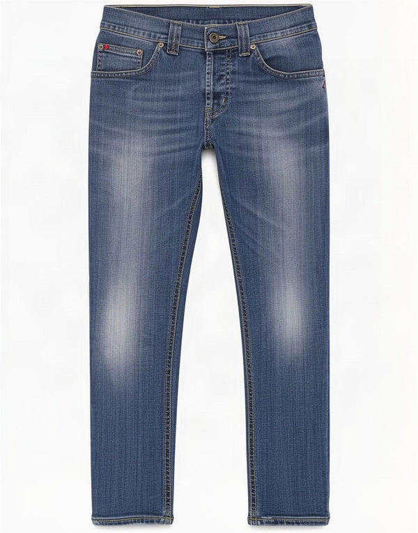 Dondup Mens Cropped Slim Jeans W31 L25 Azul Algodão