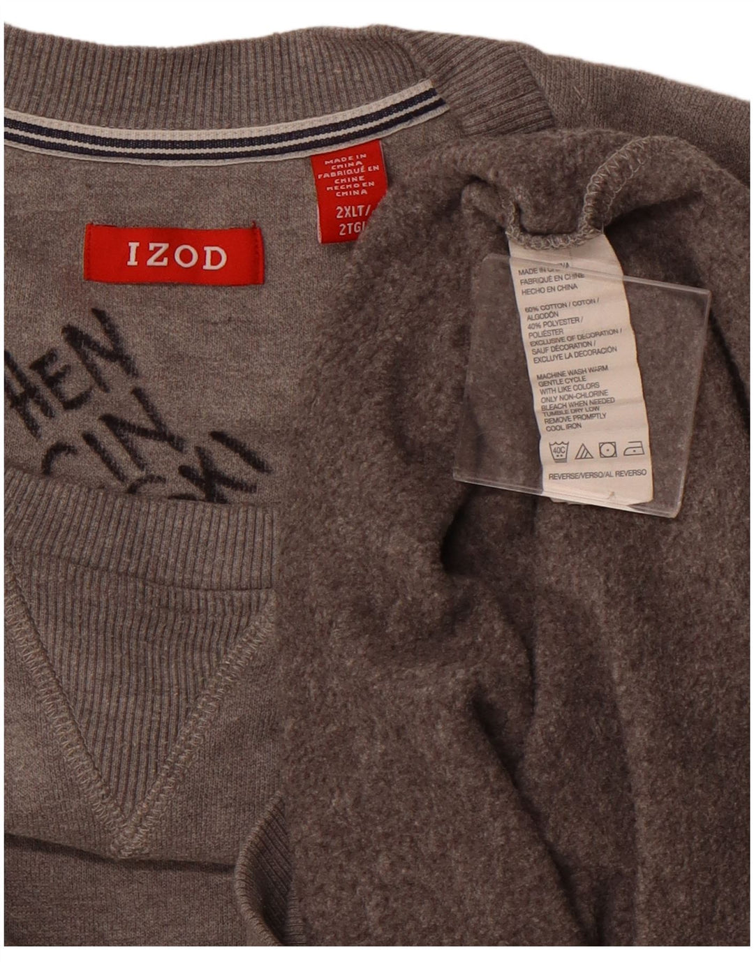 Izod moletom masculino jumper 2XL algodão cinza