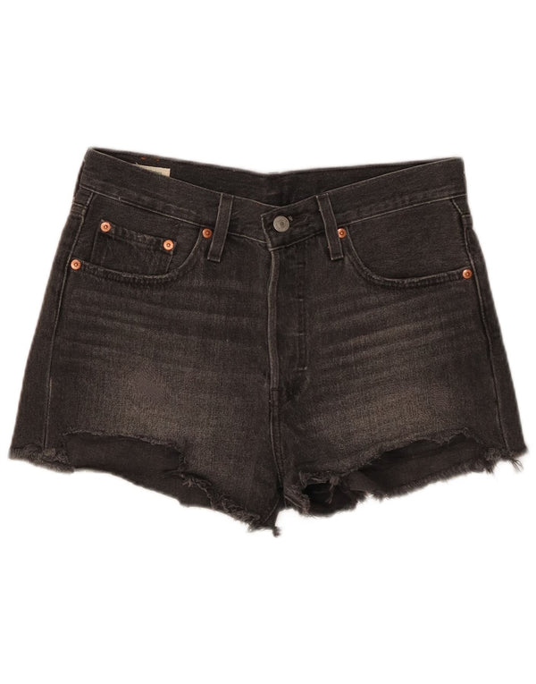 Shorts jeans feminino 501 de cintura alta LEVI'S W27 pequeno algodão cinza