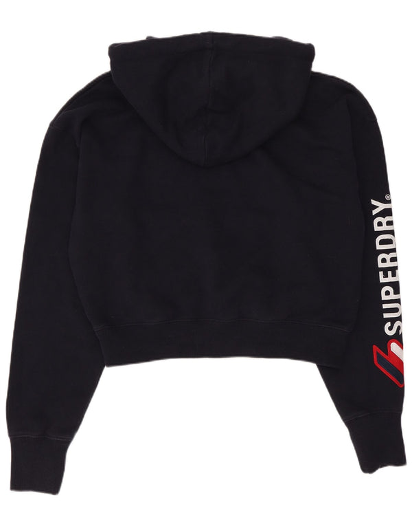 Suéter com capuz gráfico superdimensionado feminino Superdry Reino Unido 10 pequeno azul marinho