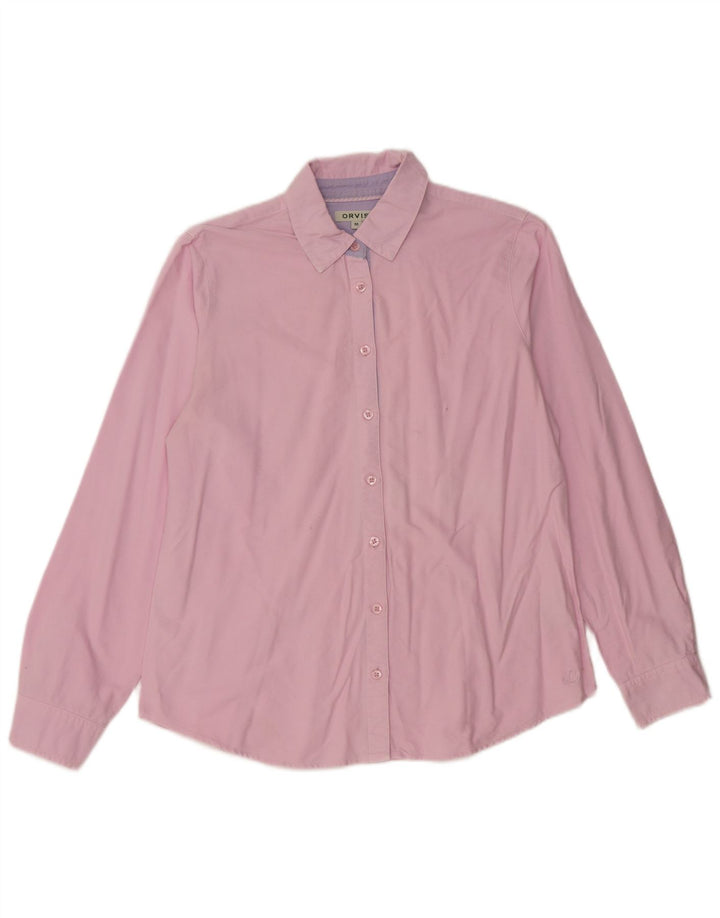 Camisa feminina Orvis UK 14 algodão rosa médio