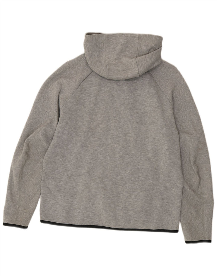 Suéter Nike masculino com capuz e zíper cinza médio algodão