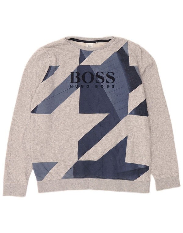 HUGO BOSS Meninos moletom gráfico jumper 15-16 anos médio cinza geométrico