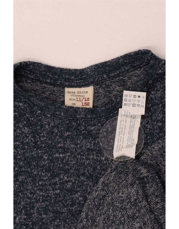 Zara Moletom Jumper Menina 11-12 Anos Poliéster Salpicado Azul Marinho