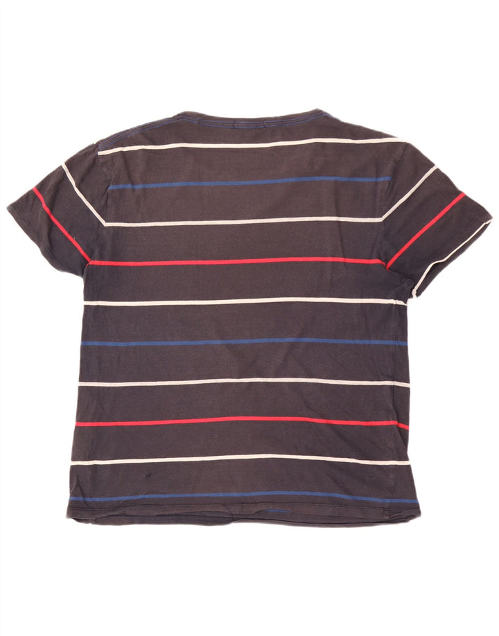 Camiseta masculina GANT grande algodão listrado cinza