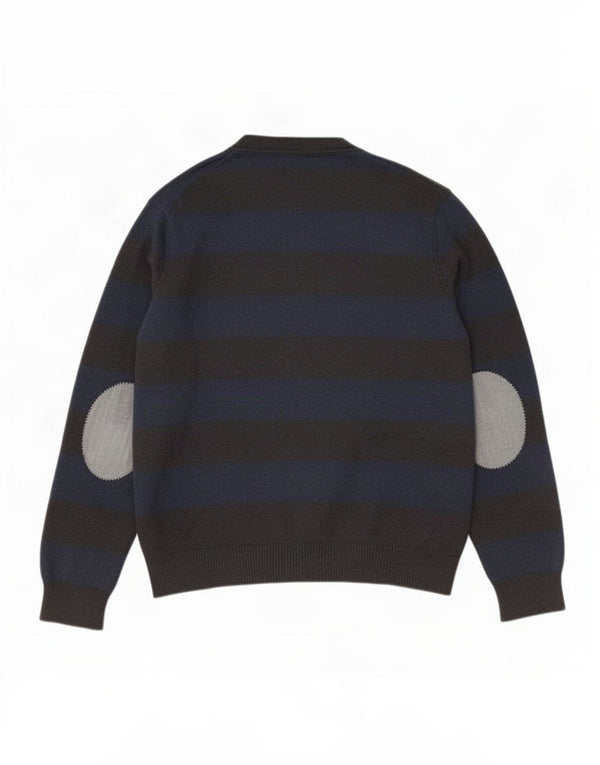 Suéter cardigã masculino Tommy Hilfiger grande algodão listrado cinza
