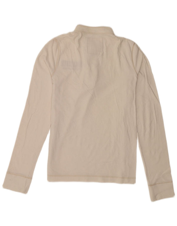 Top gráfico masculino Hollister manga comprida pequeno branco