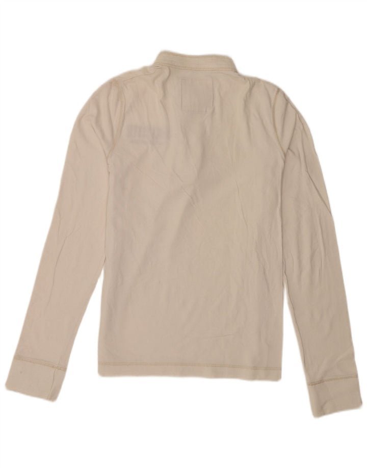 Top gráfico masculino Hollister manga comprida pequeno branco