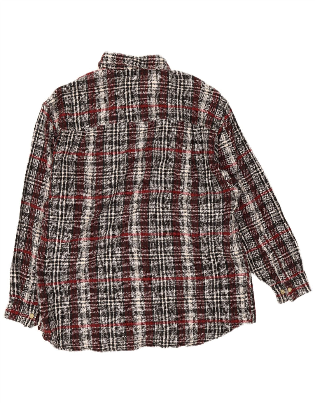 Camisa masculina vintage de flanela tamanho 16 1/2 grande algodão xadrez cinza
