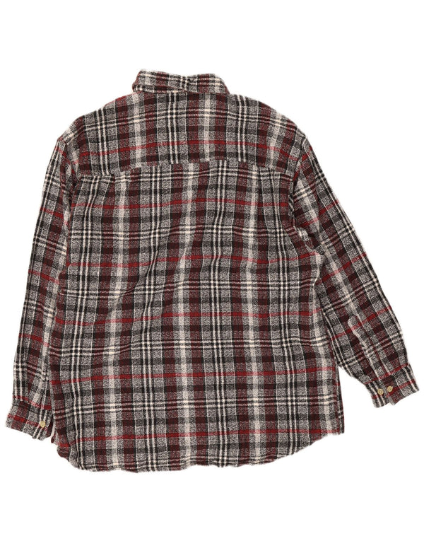 Camisa masculina vintage de flanela tamanho 16 1/2 grande algodão xadrez cinza