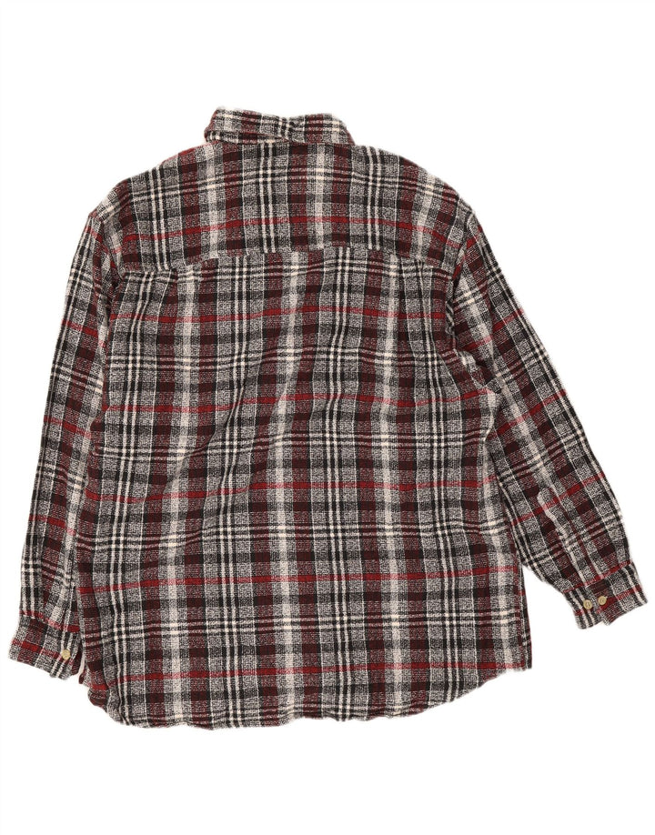 Camisa masculina vintage de flanela tamanho 16 1/2 grande algodão xadrez cinza