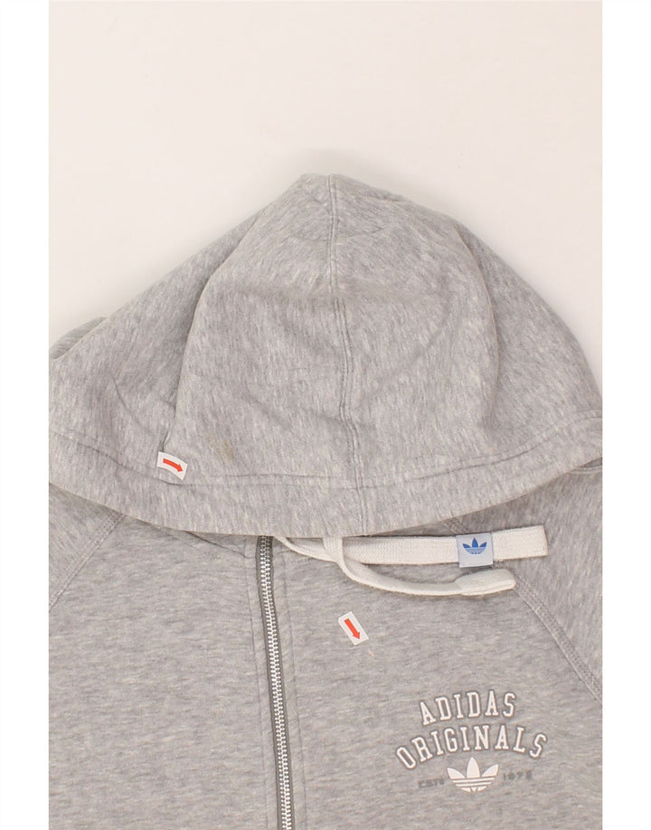 ADIDAS Womens Graphic Zip Hoodie Sweater UK 14 Medium Grey Cotton Vintage Adidas and Second-Hand Adidas from Messina Hembry 