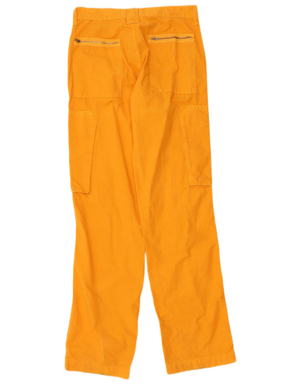 Calças cargo retas femininas vintage W32 L35 algodão laranja
