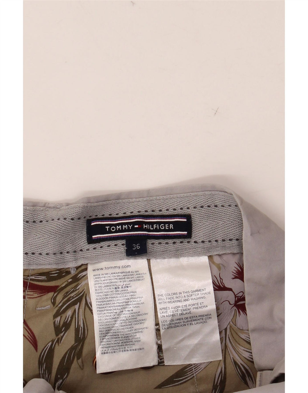 Shorts Chino masculino TOMMY HILFIGER W36 grande algodão cinza