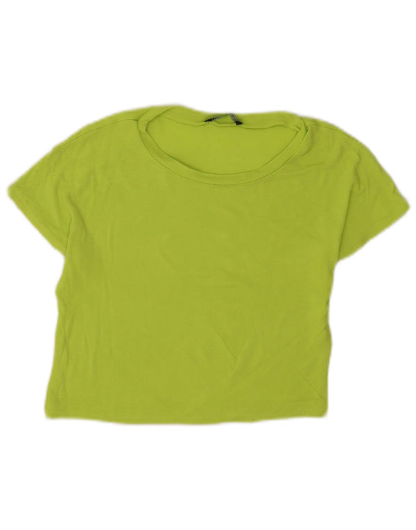 Zara Womens Crop T-Shirt Top Reino Unido 8 Pequeno Verde