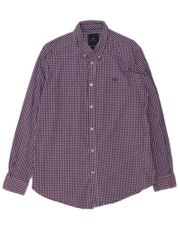 Crew Clothing Camisa masculina slim fit grande algodão guingão roxo