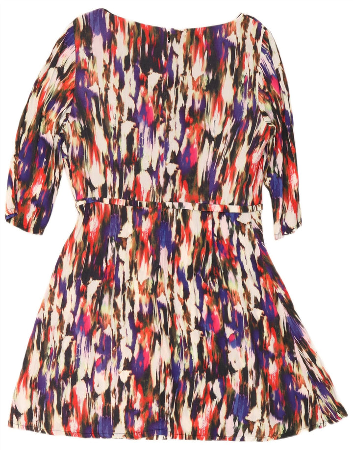 Vestido feminino linha A French Connection Reino Unido 14 grande bloco colorido multicolorido