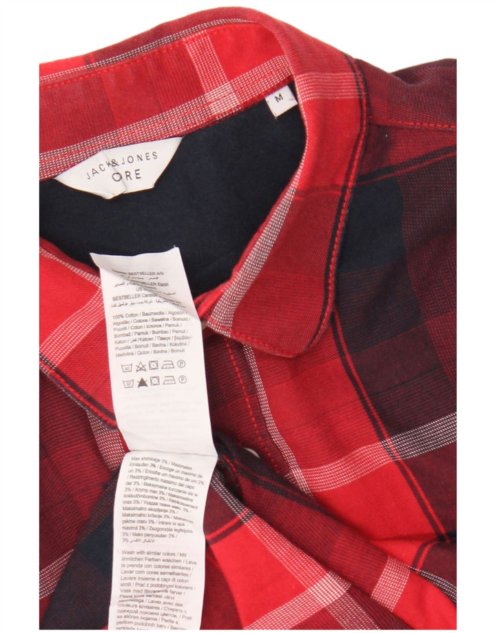 Camisa masculina Jack & Jones média xadrez vermelha de algodão