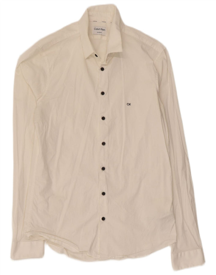 Camisa masculina Calvin Klein extra slim fit tamanho 40 algodão branco médio