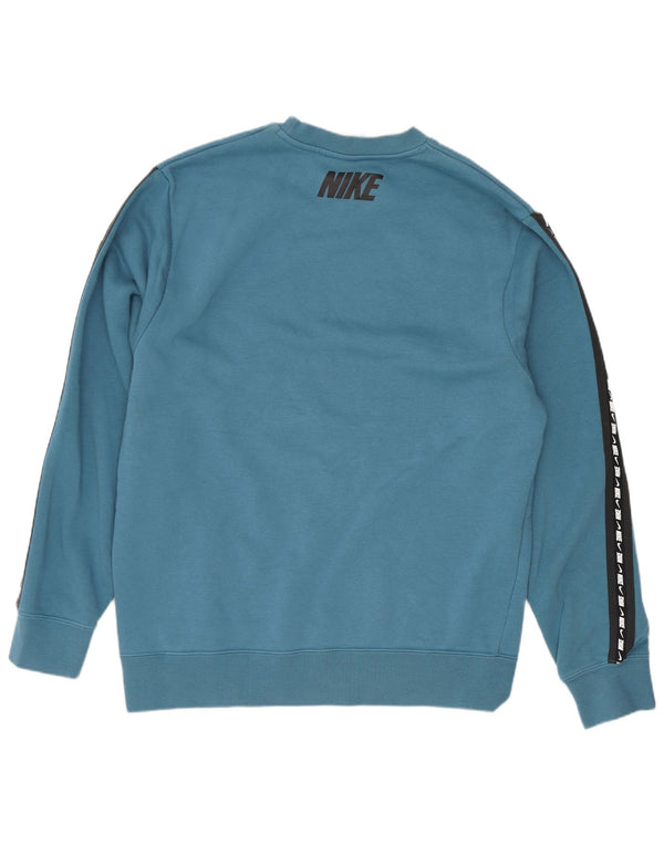 Nike masculino gráfico moletom jumper médio azul colorblock