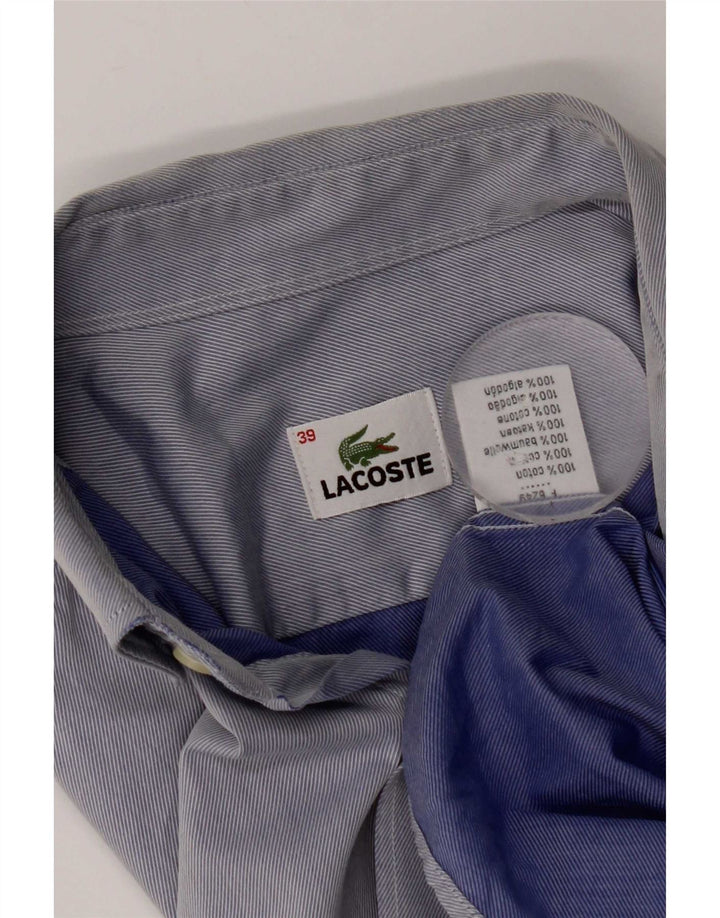 Camisa masculina Lacoste tamanho 39 algodão listrado azul pequeno