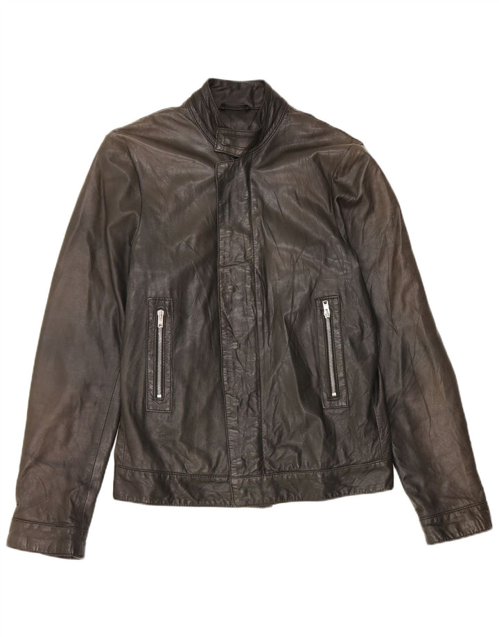 Jaqueta de couro masculina IT 48 couro preto médio