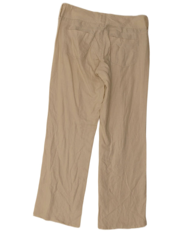 Calça feminina reta casual Massimo Dutti UE 42 grande W32 L32 bege