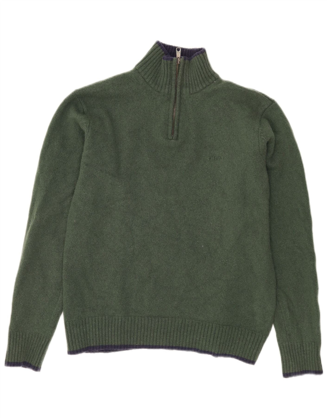 Suéter feminino FILA com zíper e gola em lã de cordeiro cáqui UK 18 XL