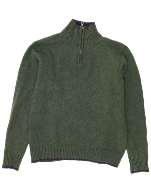 Suéter feminino FILA com zíper e gola em lã de cordeiro cáqui UK 18 XL